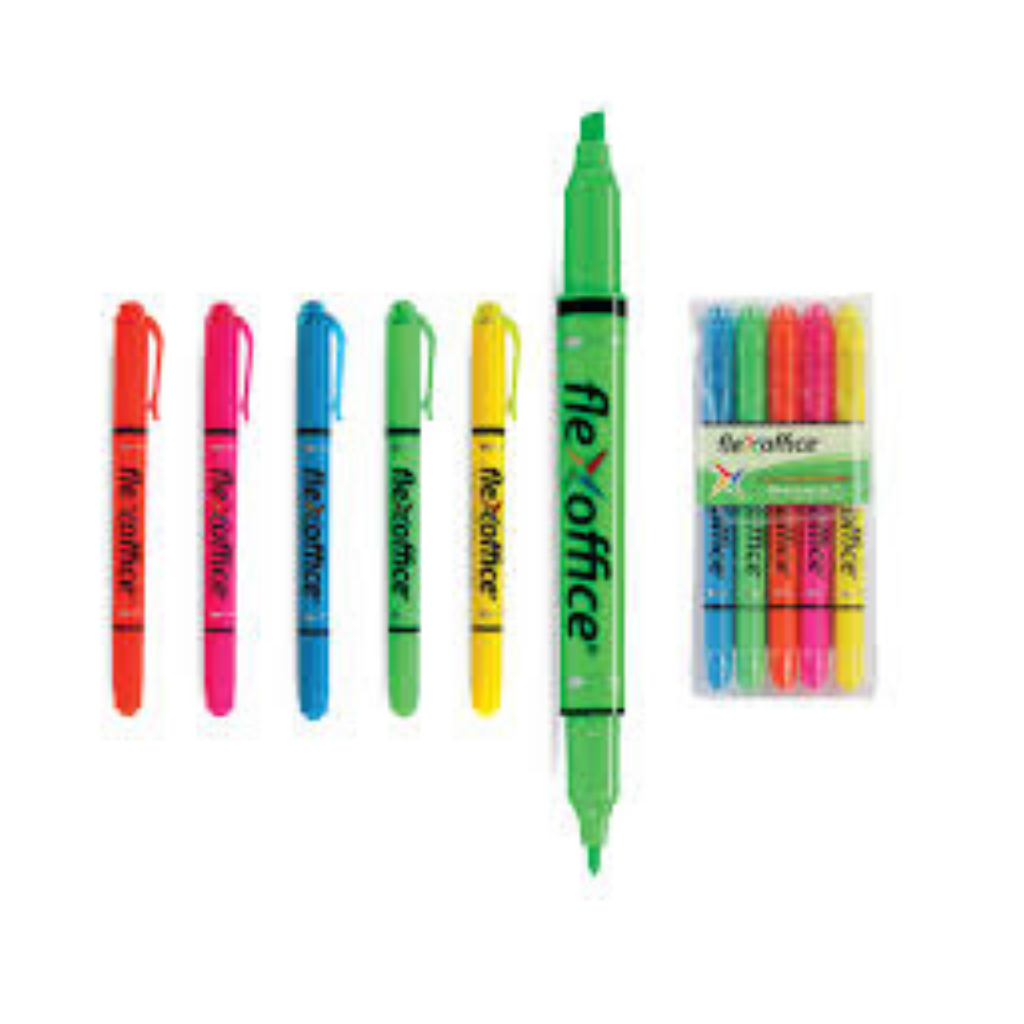 Pochette de 5 fluorescents double Pointe FLEXOFFICE