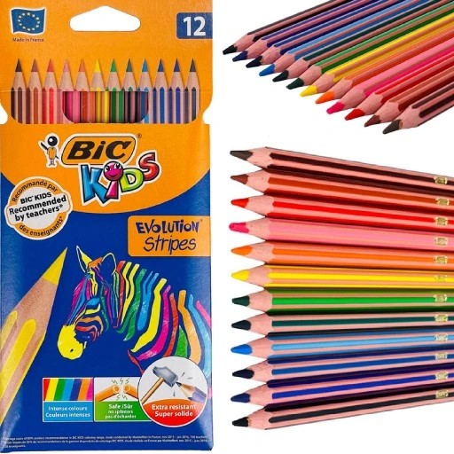 Crayon de couleur 12 Bic Kids – BIC Evolution Stripes