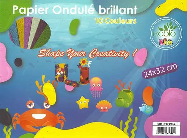[PPO1932] Papier Ondulé Brillant 10 Couleurs ECOLO