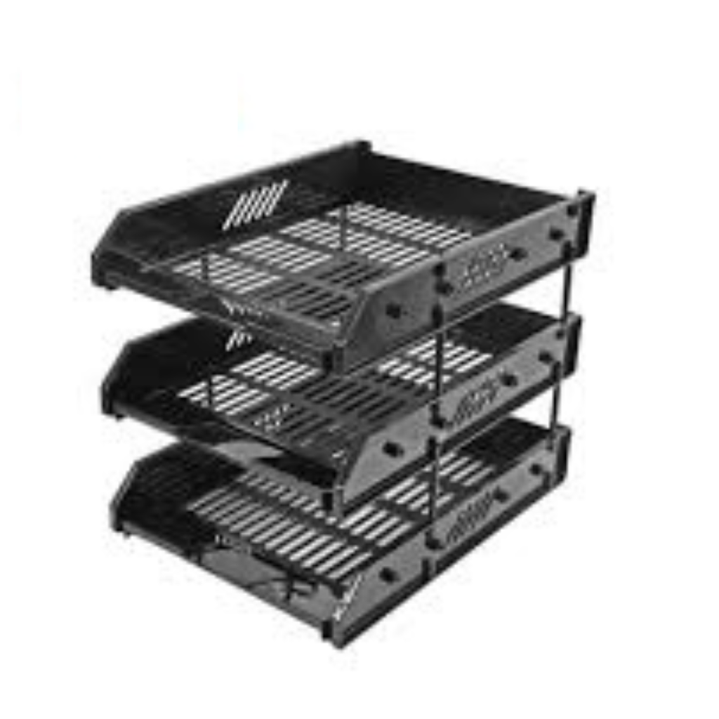 Panier de classement  en plastique noire 3 étage
