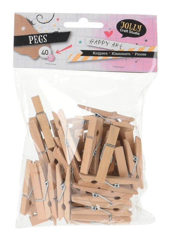 Mini pinces à linge en bois, 40 pcs.