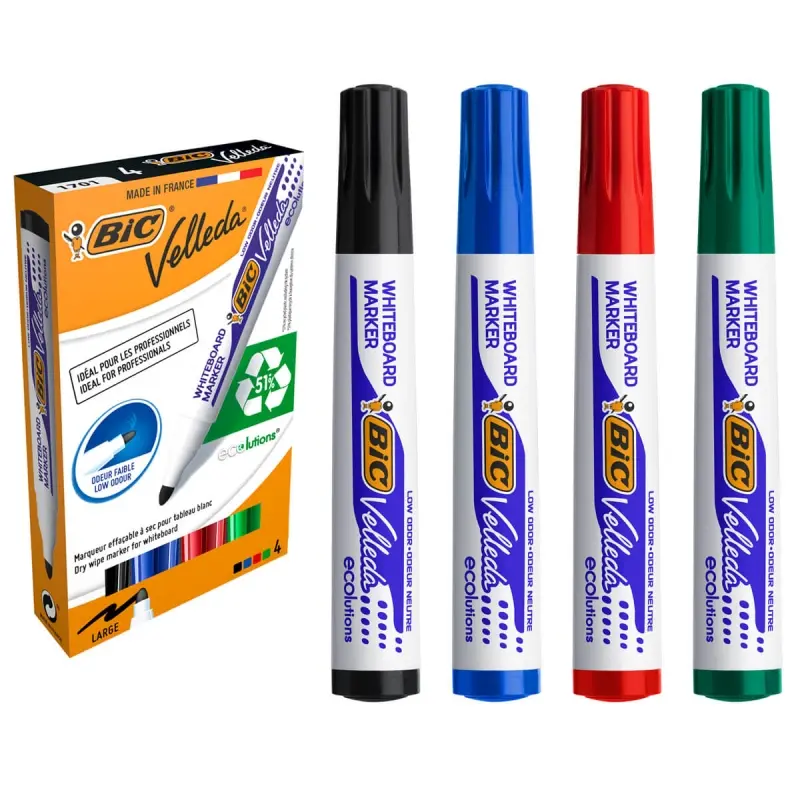  4 marqueurs effaçables large assortis bic