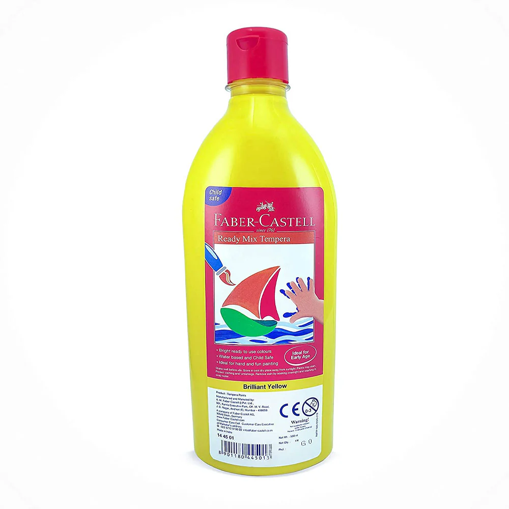 [144501] Faber-Castell Bouteille Gouache Peinture Tempera 500ml - Jaune