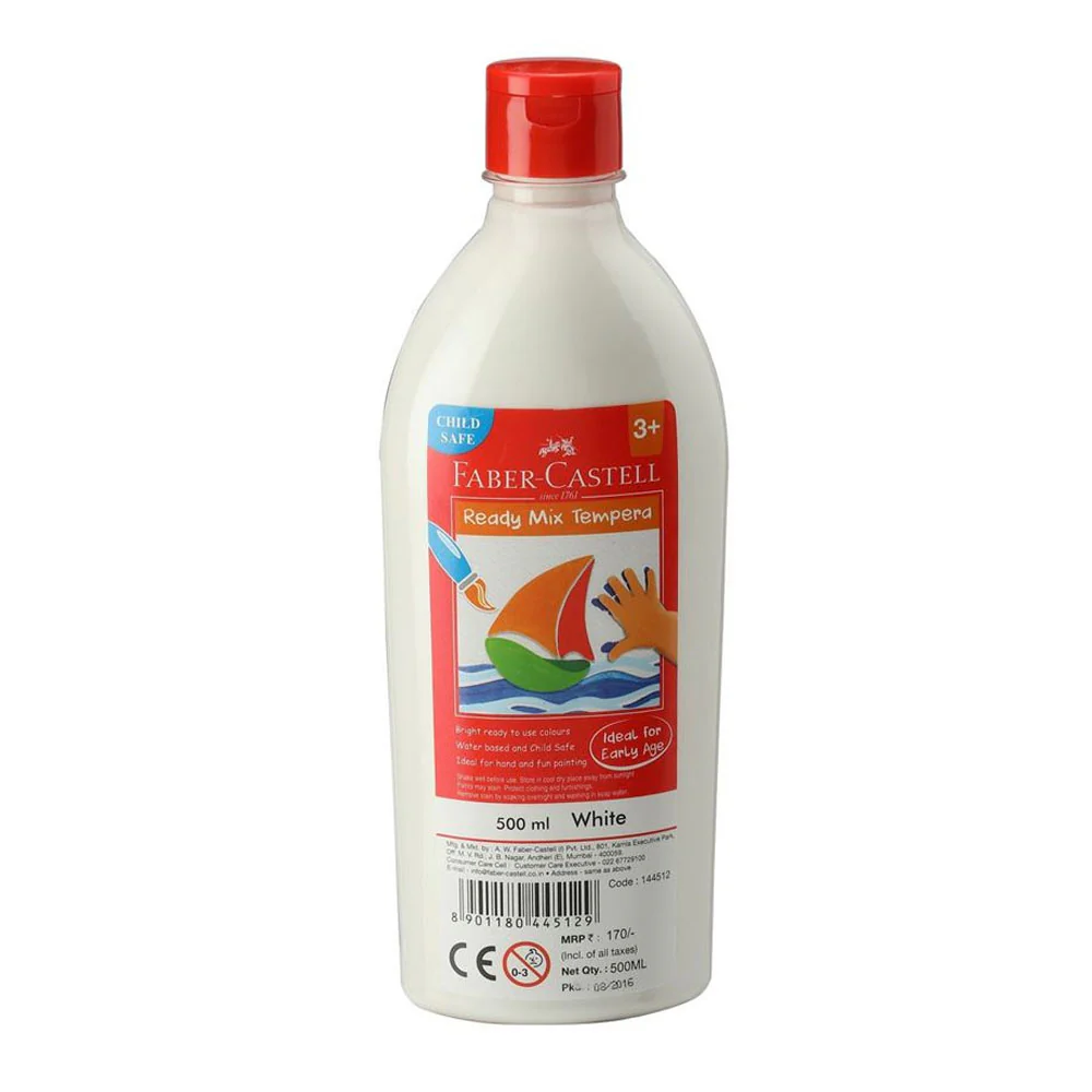 Faber-Castell Bouteille Gouache Peinture Tempera 500ml - BLANC
