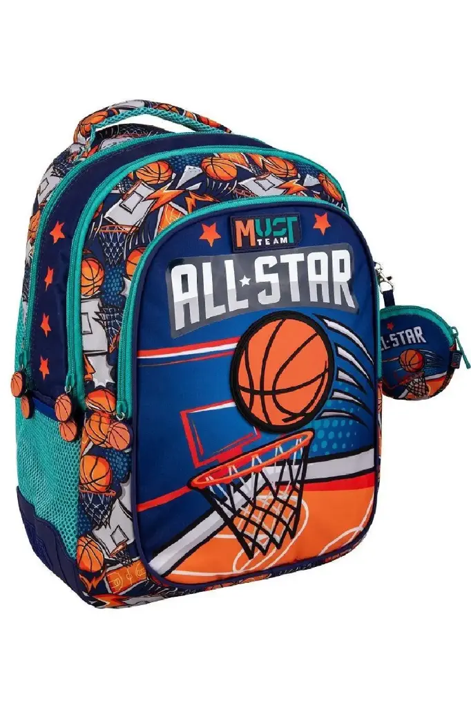 Sac à dos pour étudiants Must - Basketball, 3 fermetures à glissière