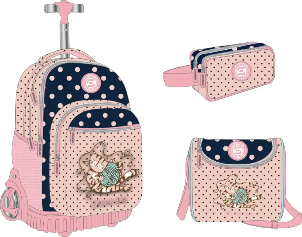 Cartable Trolley Cats 3 Pièces