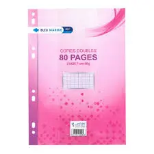 Feuilles Double A4 60G BLEU MARINE ROSE