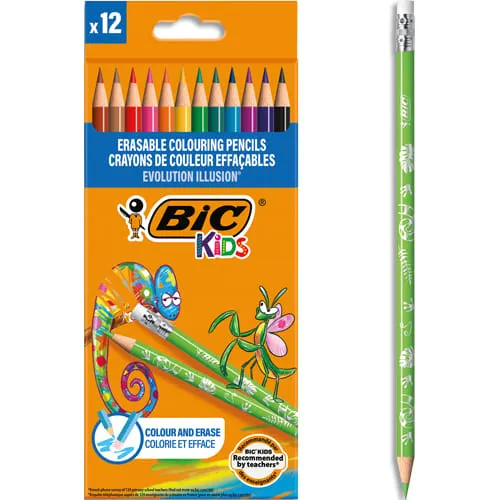 [987868] BIC - Crayons de Couleurs EFFACABLES - Pochette x12