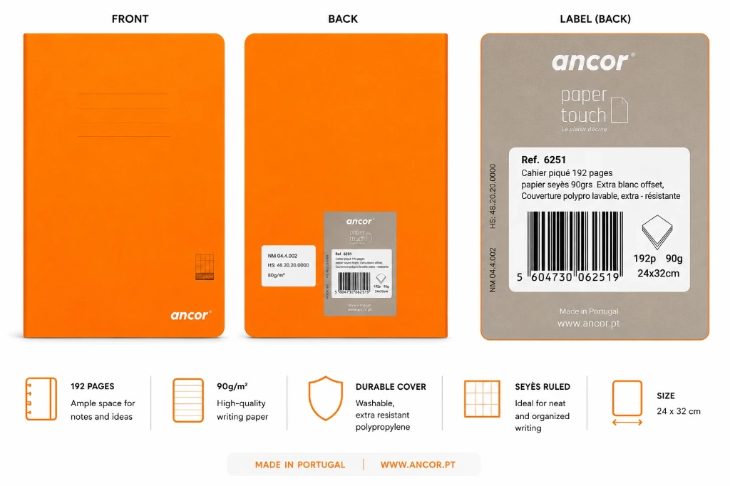 Cahier Piq couv. PP05 96P Sys 90g 24x32
