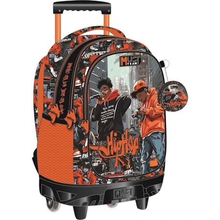 Cartable à roulettes MUST TEAM Hip Hop à 3 compartiments pour l'école primaire