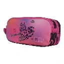 Trousse scolaire cylindrique Must Team avec motif cœurs et 2 fermetures éclair