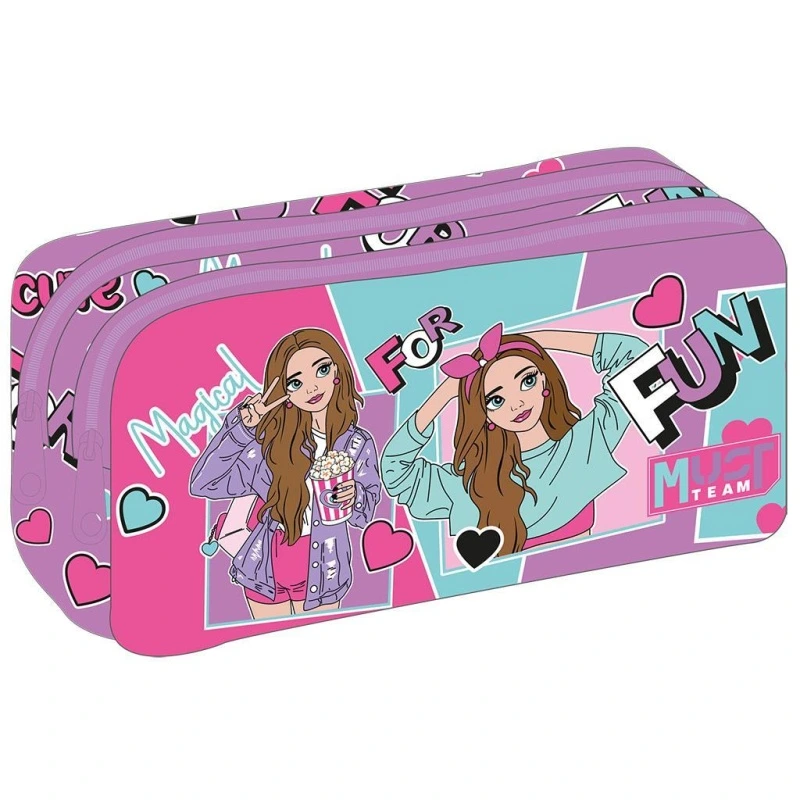 Trousse cylindrique Must « Team Besties » – 2 compartiments