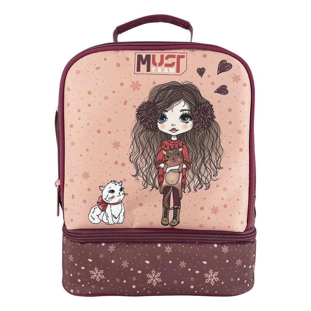 Sac à déjeuner isotherme « Must Team Yummy Girl » (motif fille en tenue d'hiver avec fourrure) – 2 compartiments lunxbox
