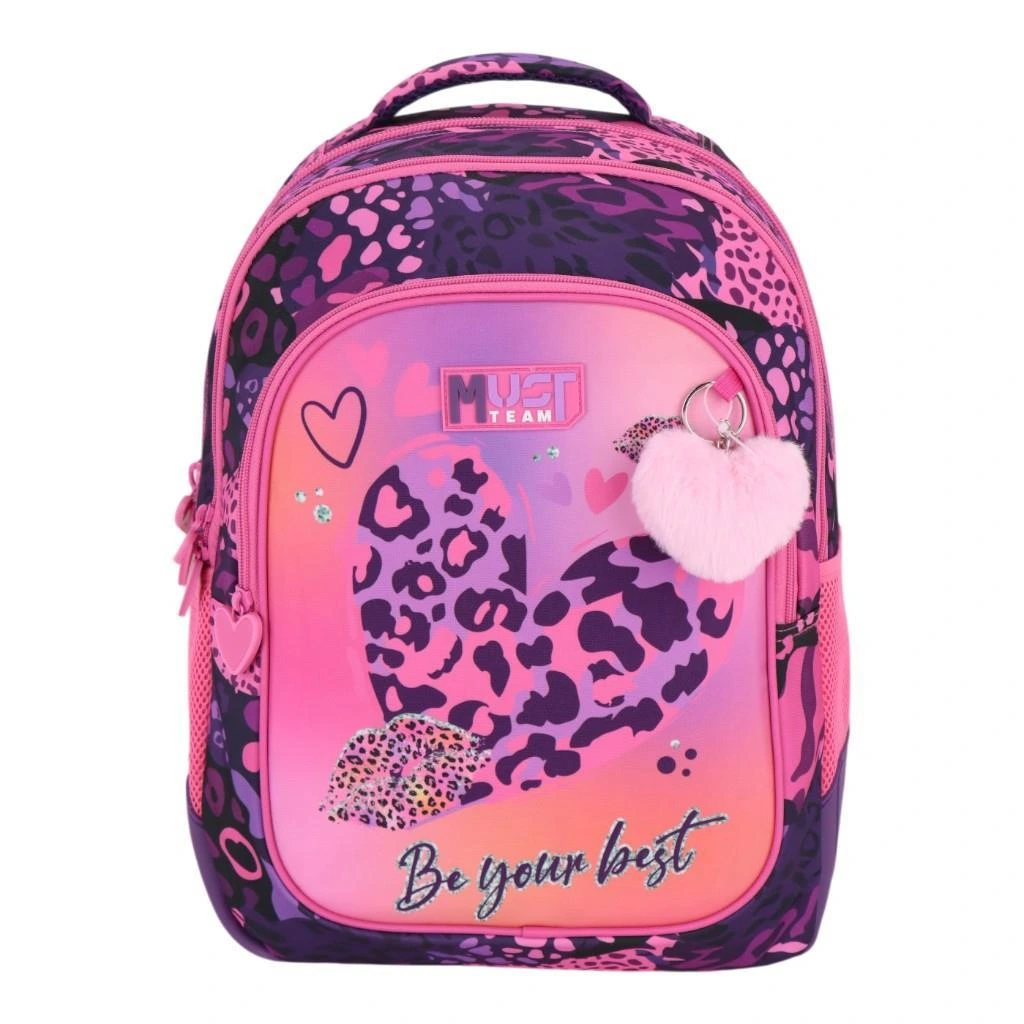 Sac à dos scolaire pour l'école primaire Must Team – Motif cœurs – 3 compartiments