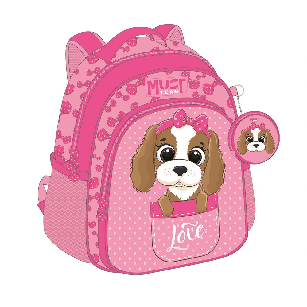 Sac à dos pour tout-petit Must – Chien avec nœud rose