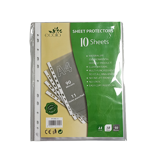10 Pochette   pérforé  90 microns écolo