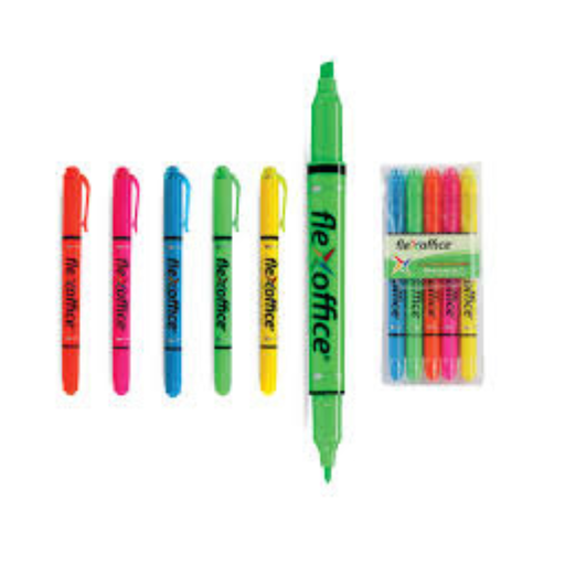 Pochette de 5 fluorescents double Pointe FLEXOFFICE
