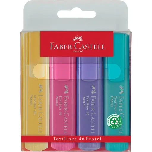 [15 46 10] Faber-Castell Textliner Highlighter - Pastel - 4 Color Set 