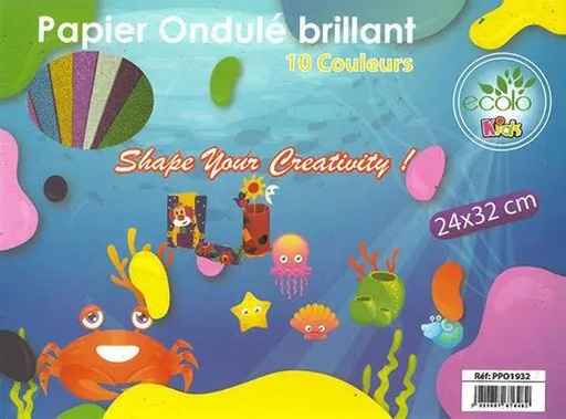 [PPO1932] Papier Ondulé Brillant 10 Couleurs ECOLO