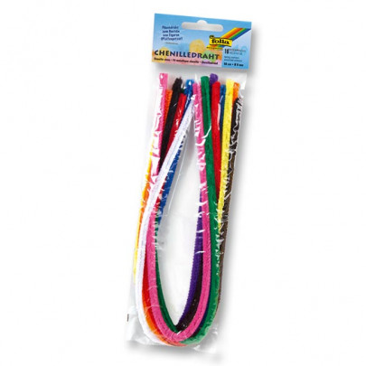  10 Fils Chenilles couleurs assorties 