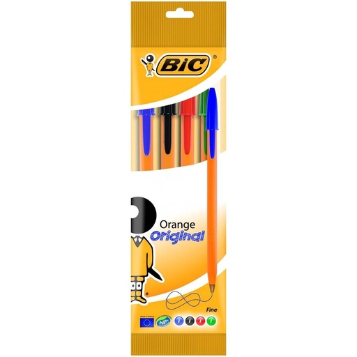 Pochette de 4 Stylos BIC à Bille Orange fine - Couleur Assorties