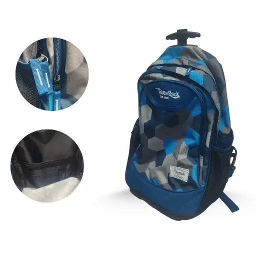Teenpack junior 17 trolley backpack BLEU MOTIF FORM