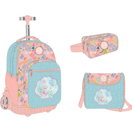 Cartable Trolley Coquillage 3 Pièces