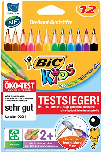 12 Crayon de couleur Gros triangulaire Bic KIDS